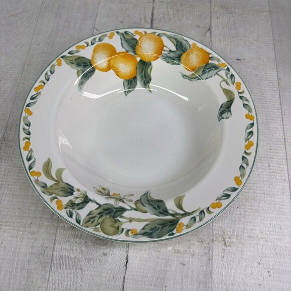 Vintage Julie Pople Avon COUNTRY FRUIT  Porcelain Large Rim Soup Bowls Set of 4 - Picture 2 of 16